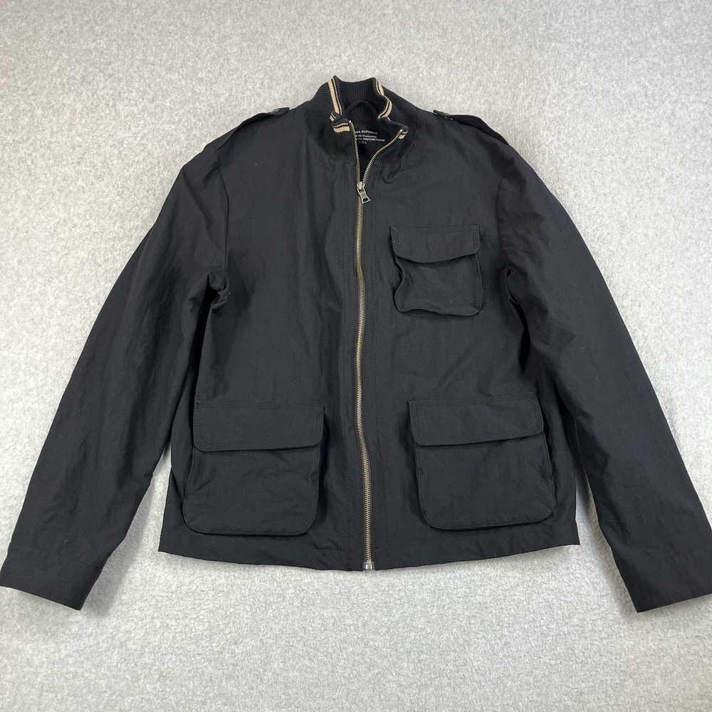 Banana Republic Jacket Mens Large Bomber Nylon Full Zip Mock Collar Biker